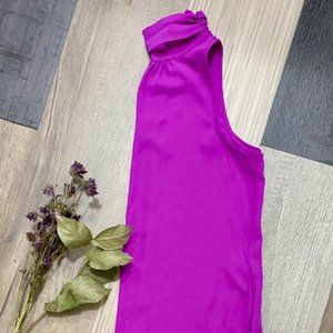 high neck magenta dress